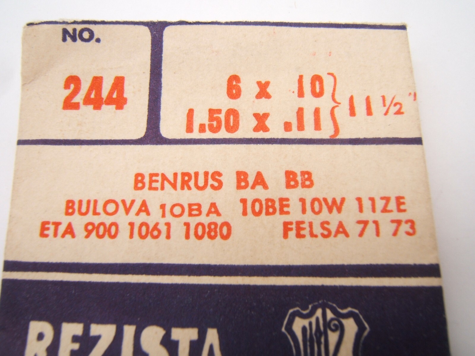 NOS REZISTA MAINSPRING NO 244 BULOVA 10BA 10BE 10BE 10W 11ZE BENRUS BA BB