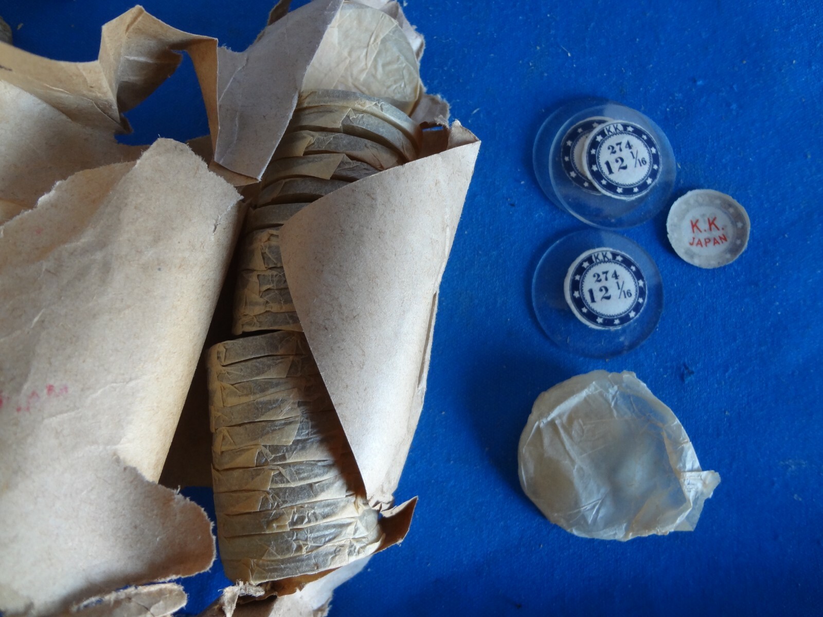 NOS- K.K. Watch Crystals in Original Wrap and Box-72 Each of 11 1/16 & 12 1/16