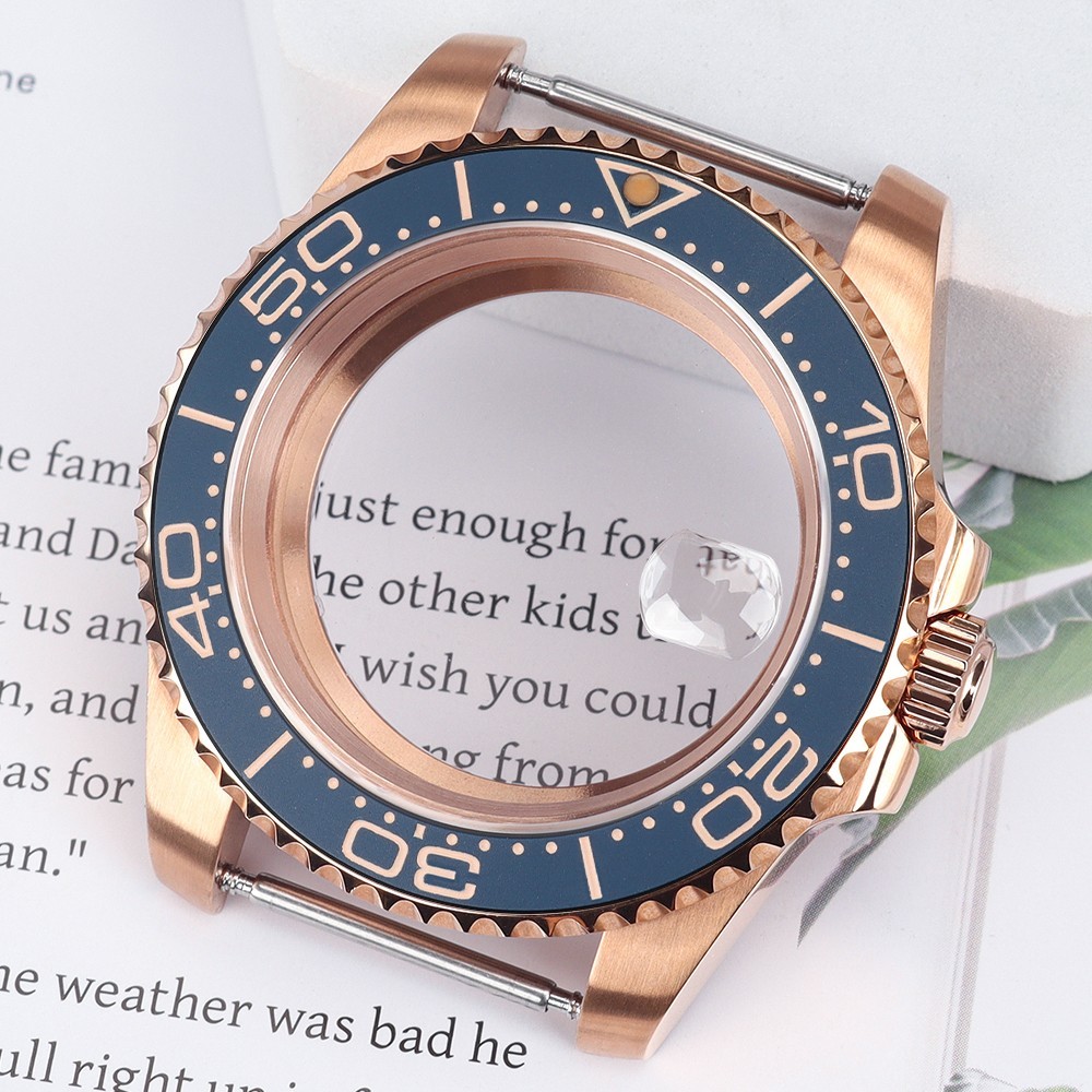 Sapphire 40mm Watch Case Rose Gold Yacht Bezel For Seiko NH35 ETA 2824 Movement