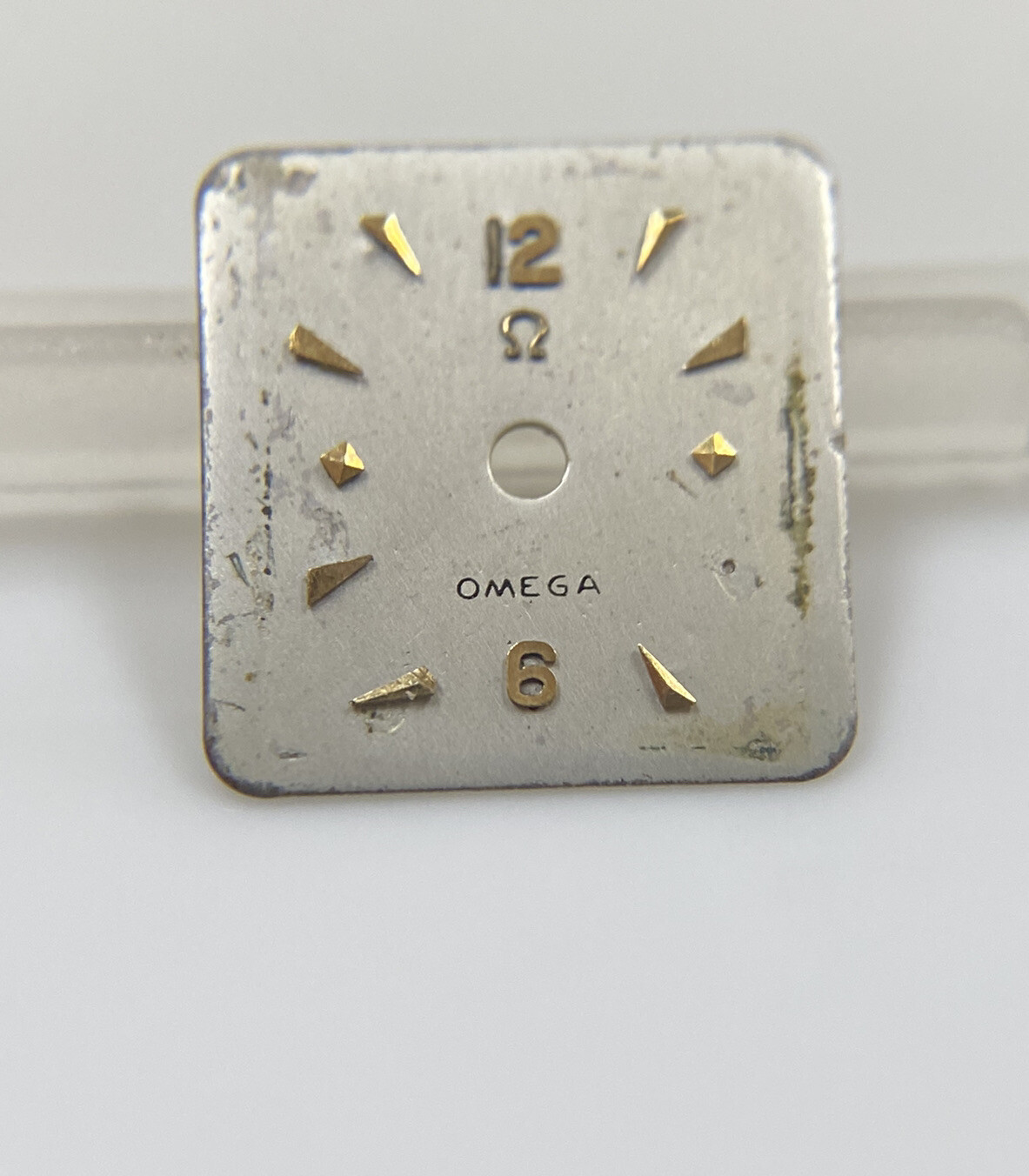 Original Vintage Omega Caliber 244 Silver/Gold Stick 13.2mm X 13.8mm Watch Dial