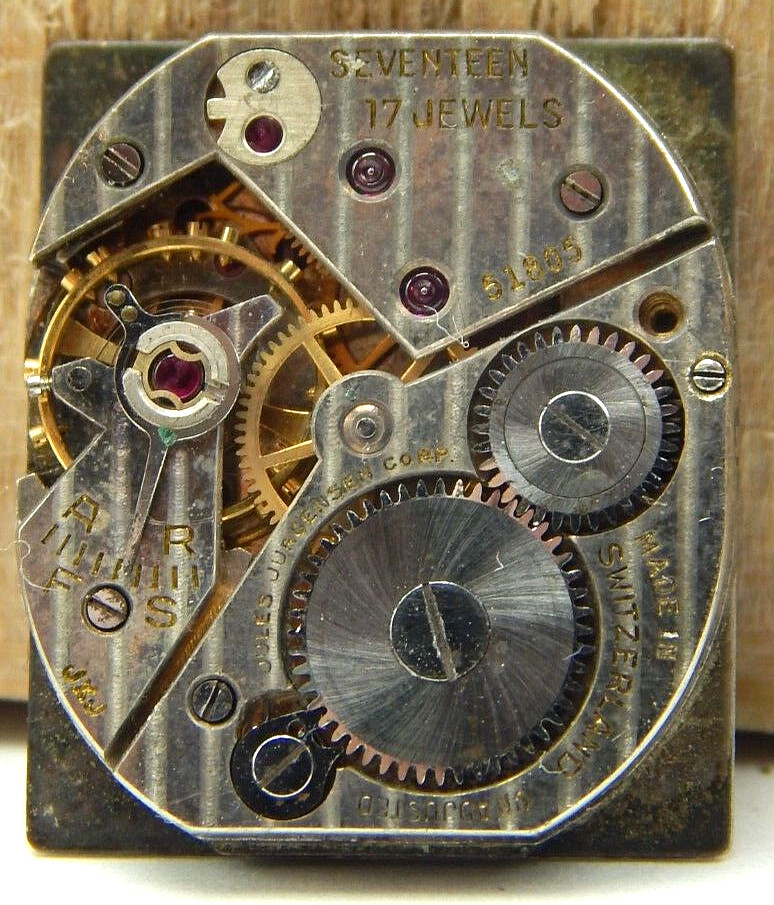 Vintage Jules Jurgensen 17 jewel 51805 wrist watch movement w/ good balance