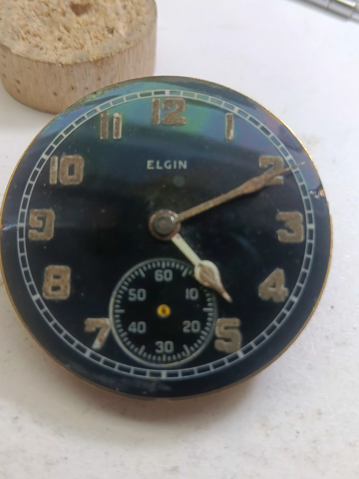 Elgin WW2 Military Black Dial watch movement