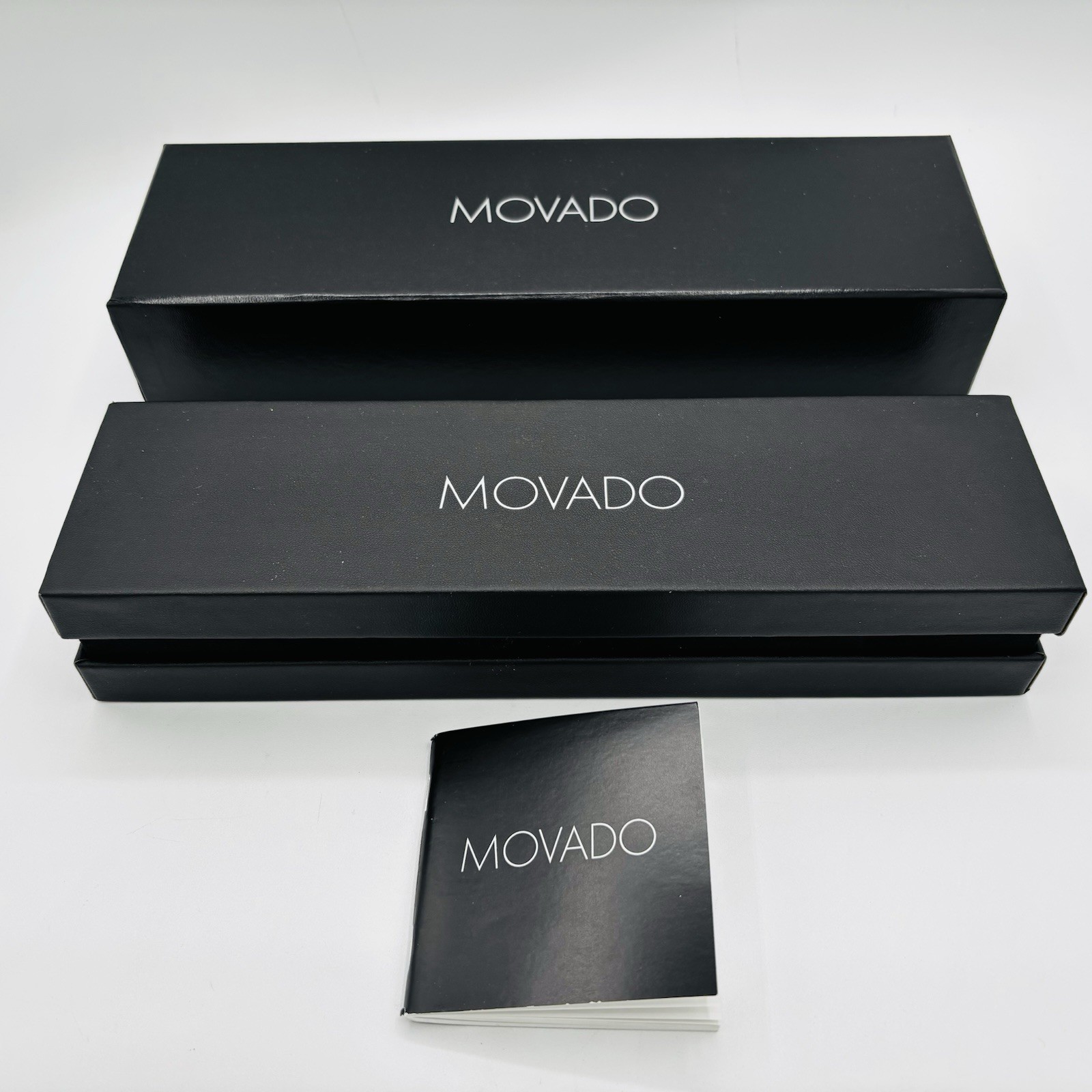 Movado 800 Series Watch Case & Box Black Inner & Outer Leather New