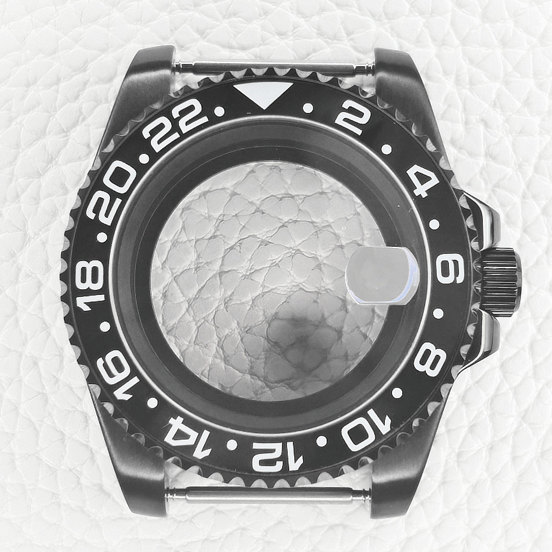 40mm Black PVD 24 Hour Diver Sapphire Glass Watch Case Fit NH35A NH36A Mod 10ATM