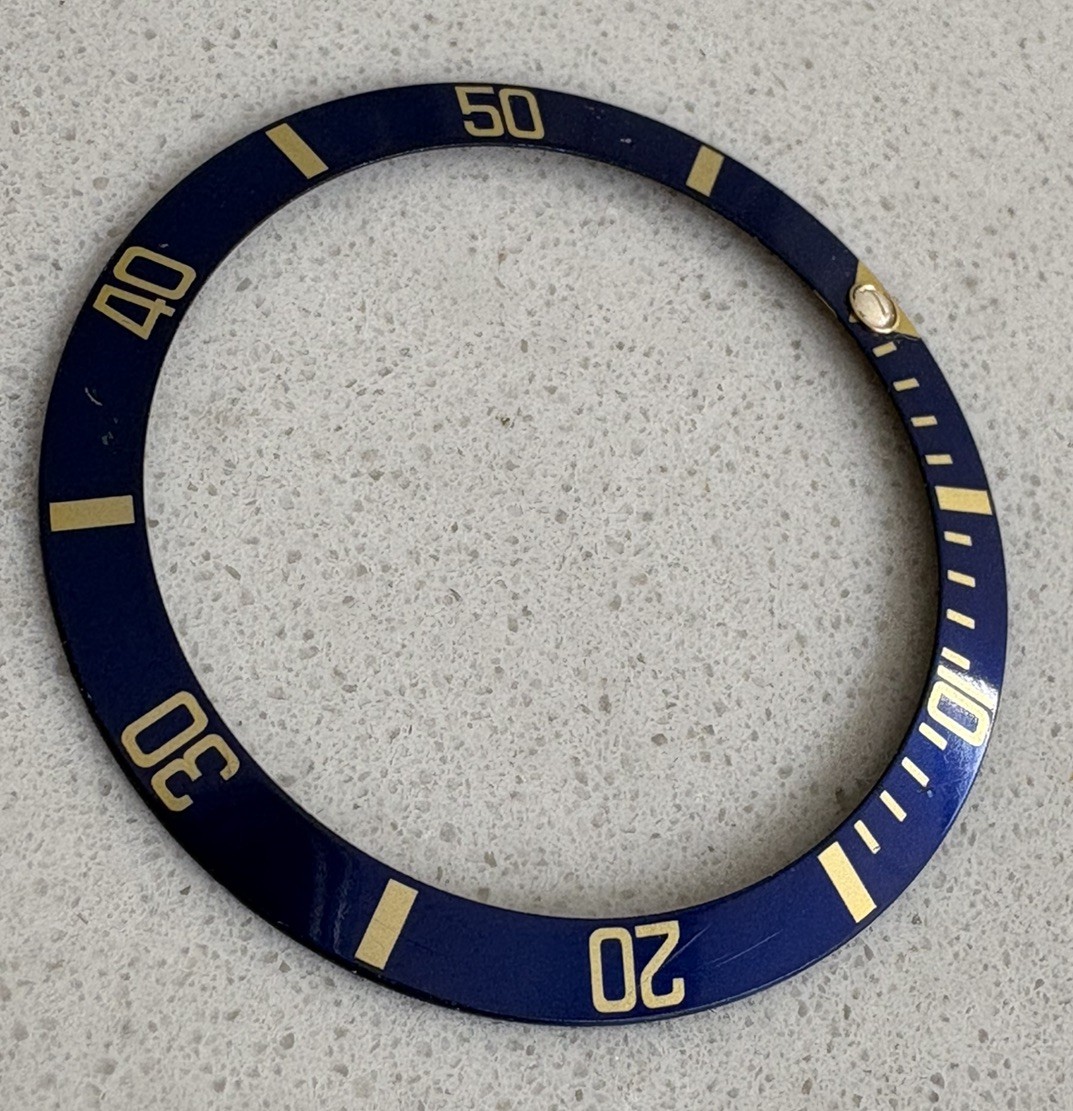 Genuine Rolex submariner 16613/16618 blue/gold tritium bezel insert
