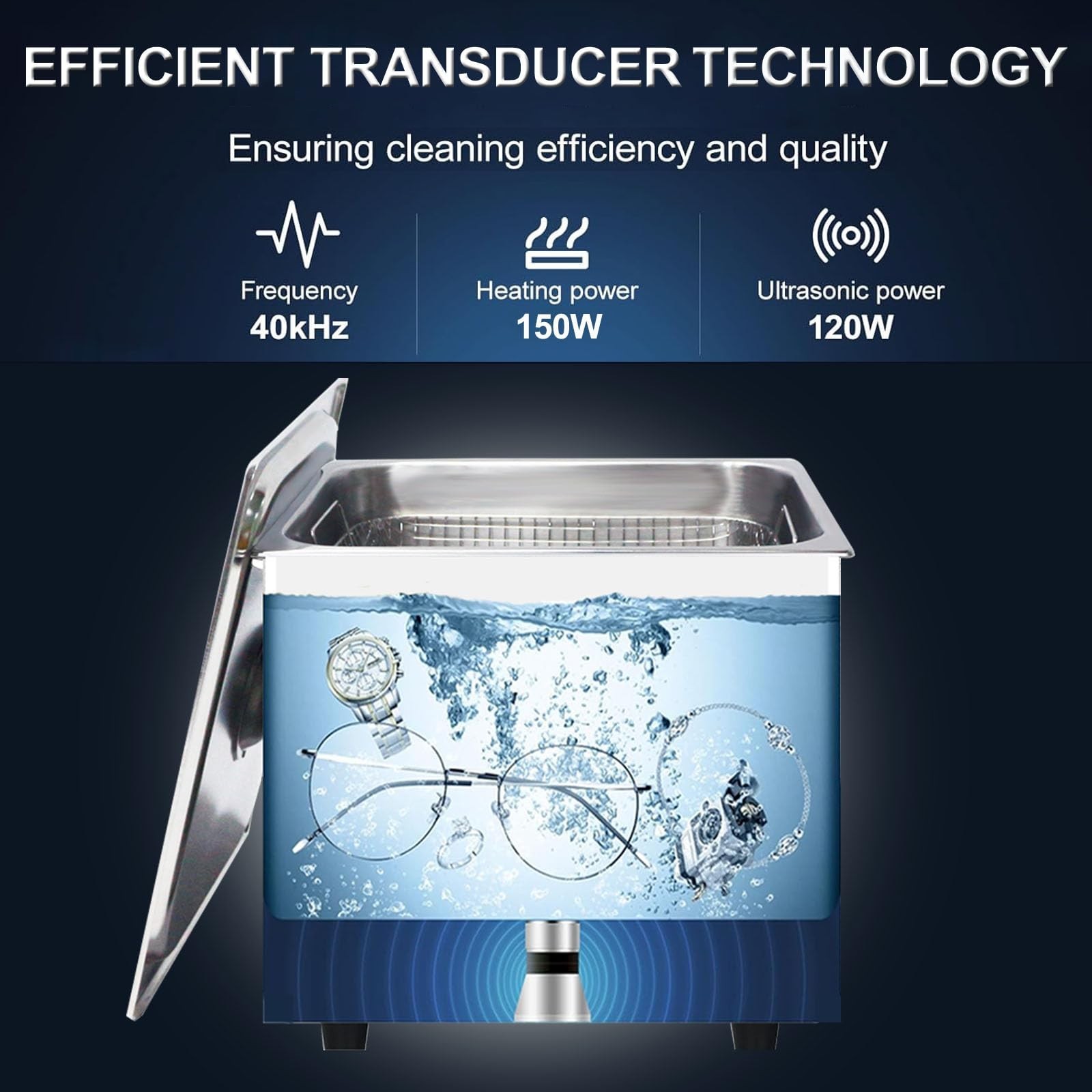Ultrasonic Machine 3.2L 120W Jewelry Cleaning Ultrasonic Machine 40kHz with H…