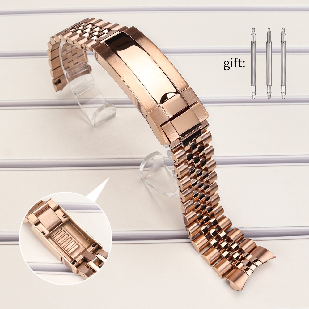 FEIYASHI 20mm Stainless Jubilee Bracelet Sliding Locking Buckle For R-Watch Case