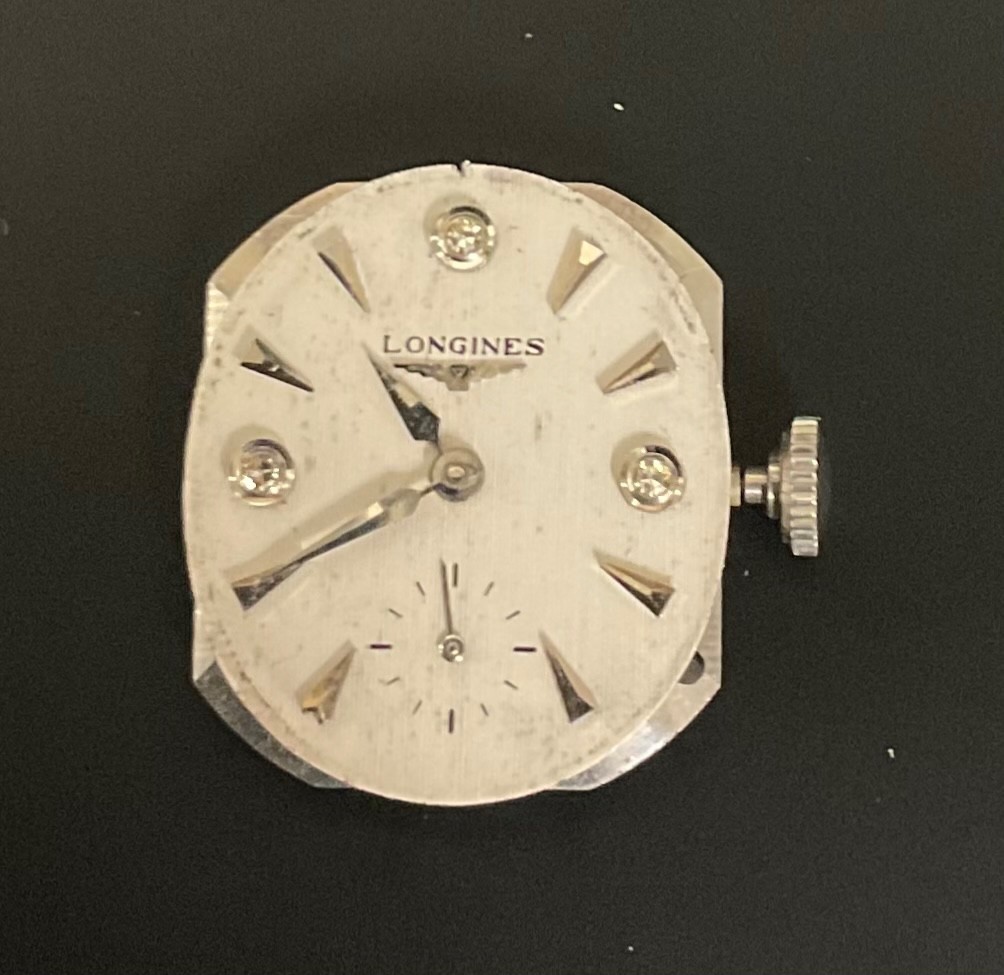 Vintage Longines Manual Cal. 370 17j Swiss Watch Movement Silver Diamond *RUNS*