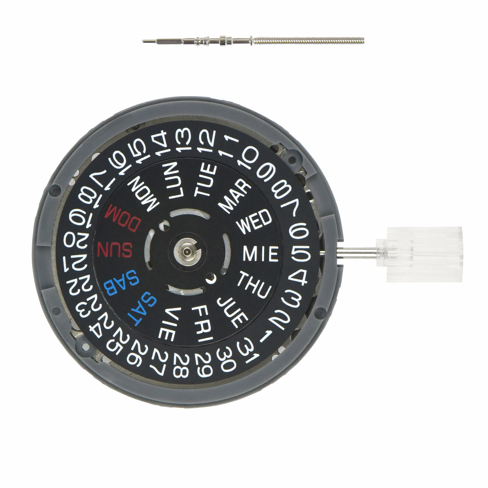 FOR SEIKO (SII) NH36 NH36A AUTOMATIC WATCH MOVEMENT DAY DATE CROWN @3 BLACK DISC