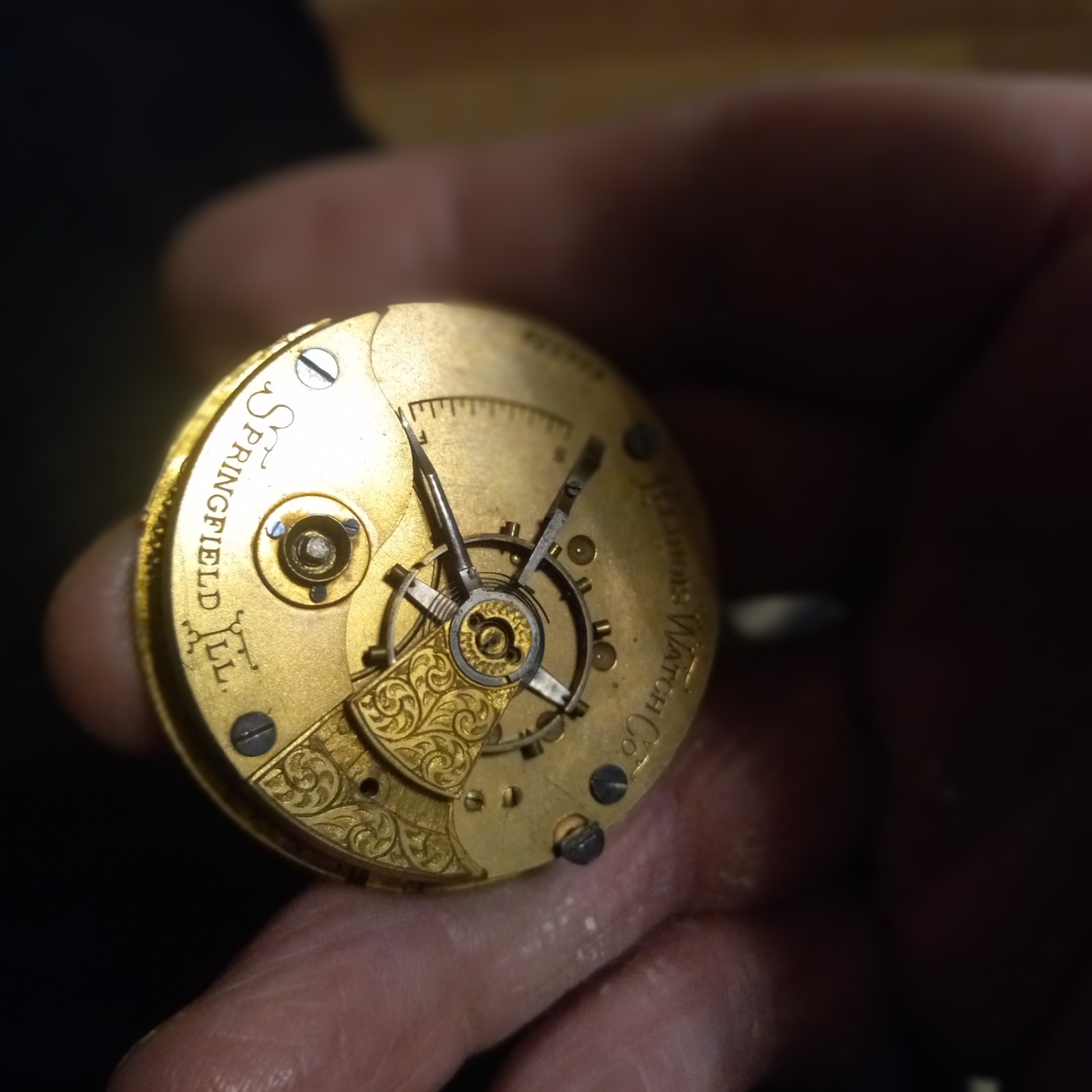 1883 Illinois Key Wind Pocket Watch Movement, 11 Jewels, Gilt Movement Finish…