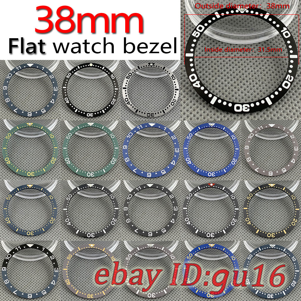 38mm Black/Blue/Green/Gray flat ceramic bezel fit SKX007 SKX009 bezel insert