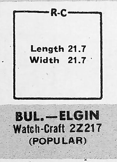 ELGIN : 5515A & 5515B AND BULOVA – Square 21.7mm x 21.7mm