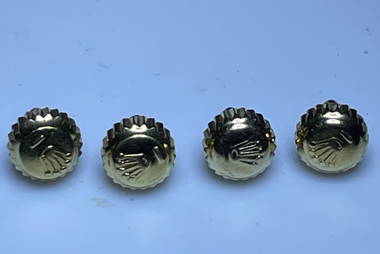 Genuine Rolex Vintage 5.3mm Yellow Gold Twinlock Crown – Underline (1 Piece)
