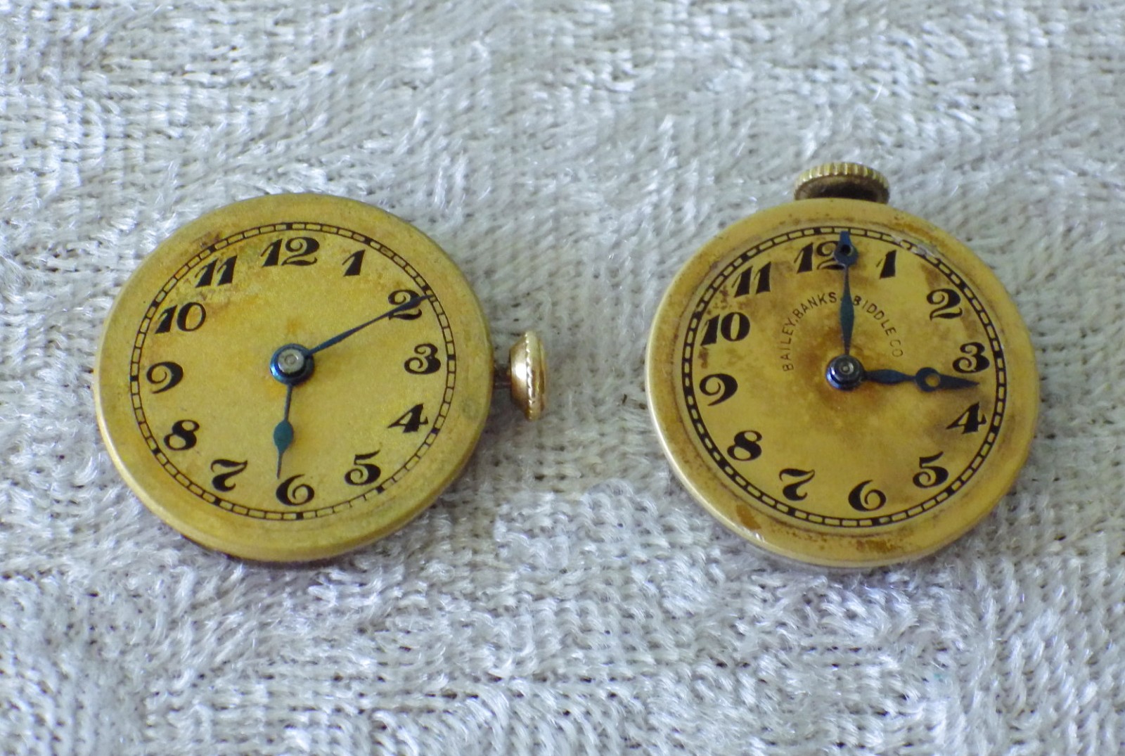 Vtg Huguenin ladies watch movements Bailey Banks dial wind-up Works & As Is 17J