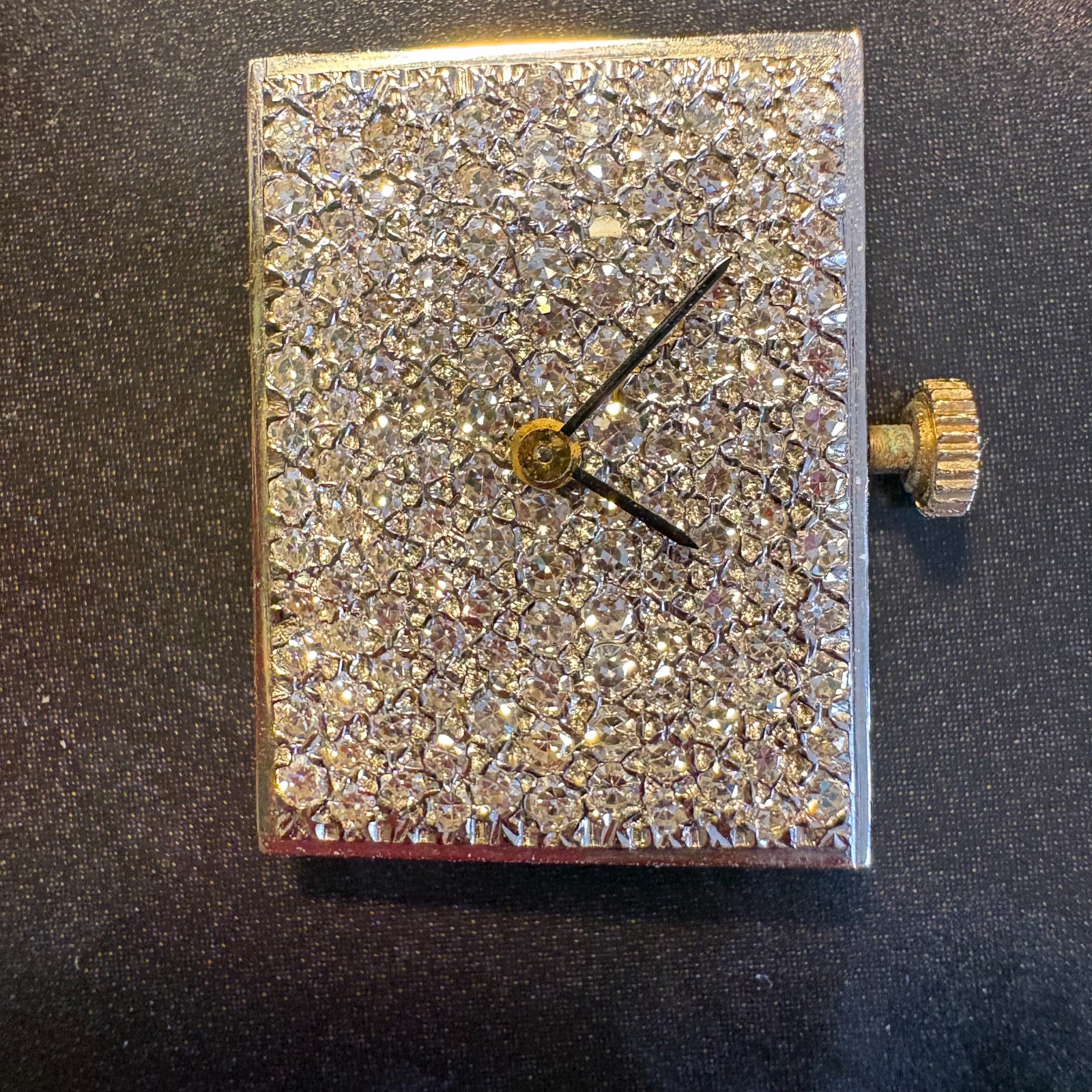 Vtg Omega 17 Jewel Unadjusted Manual Swiss Movement 130 Single Cut Diamonds