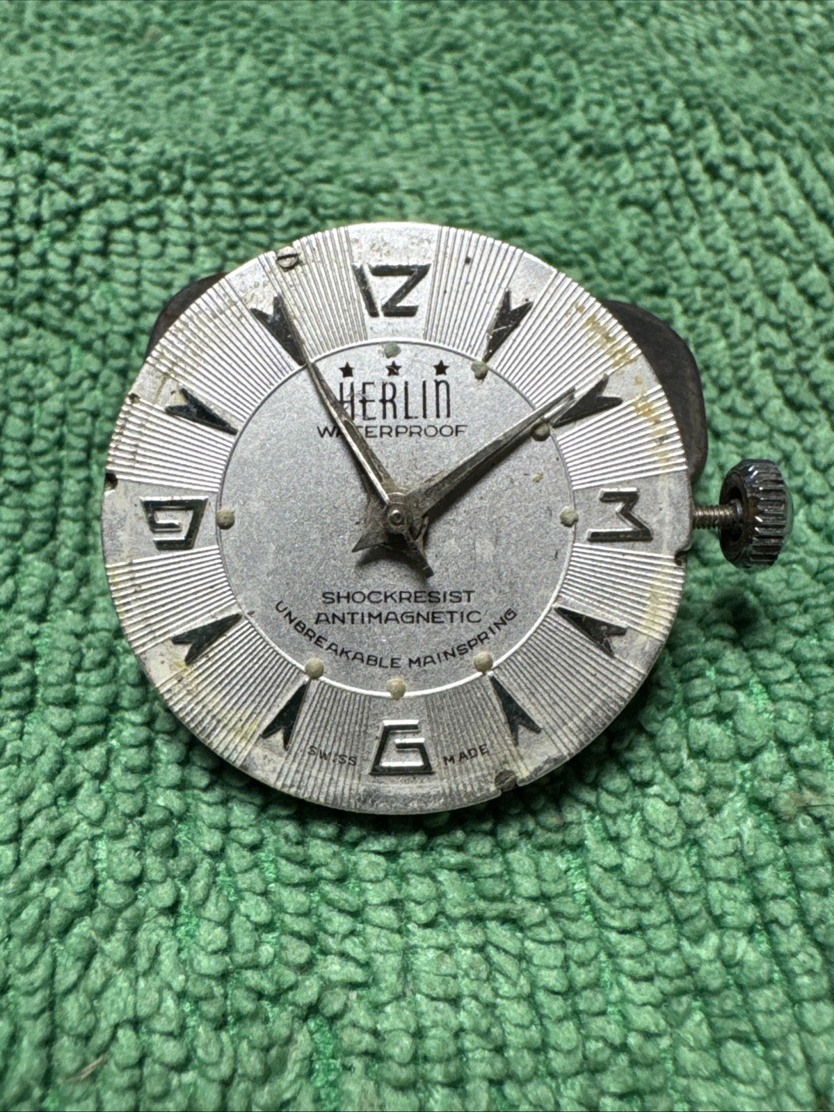 Vintage Herlin Watch Dial. Overwound 26.8mm For Parts And Repair