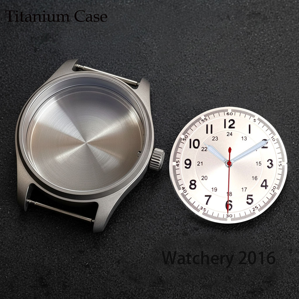 39mm Pilot Titanium Watch Case Fit NH35 Miyota 8215 ETA2824 Auto Movement Watch