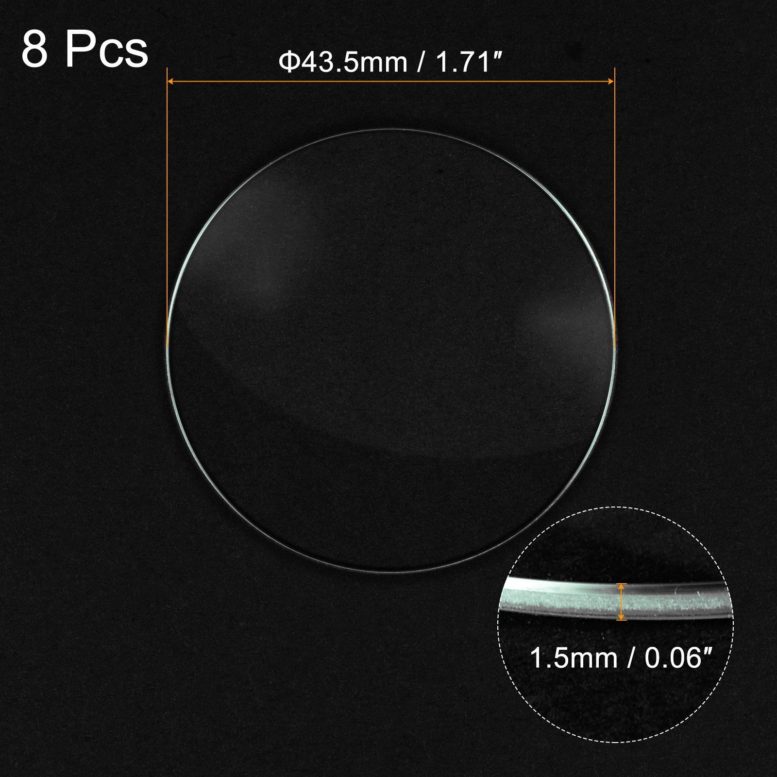 8Pcs 43.5mm Dia Watch Glass Crystal Lens Single Dome Round 1.5mm Edge Thickness