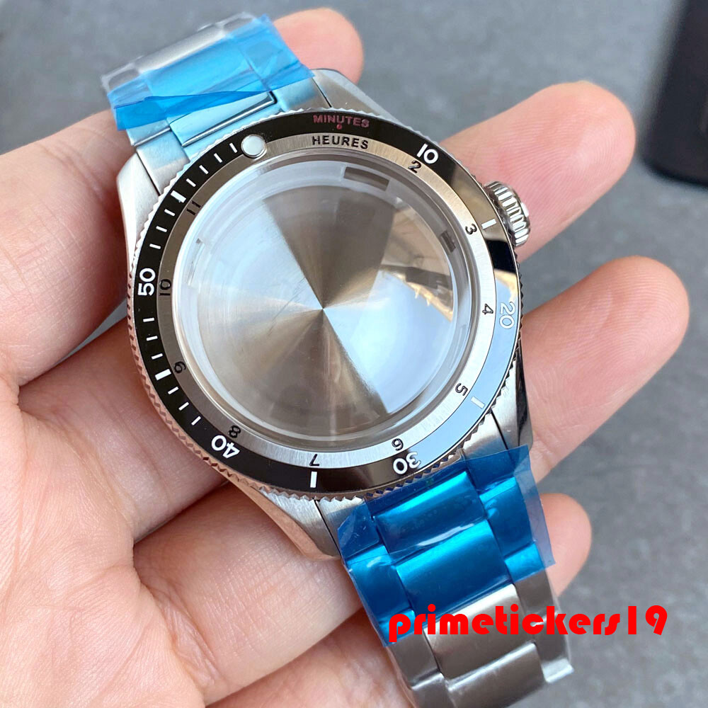 Double Domed Sapphire 40mm Dive Watch Case Bracelet Fit NH34 NH35 ETA2824 PT5000