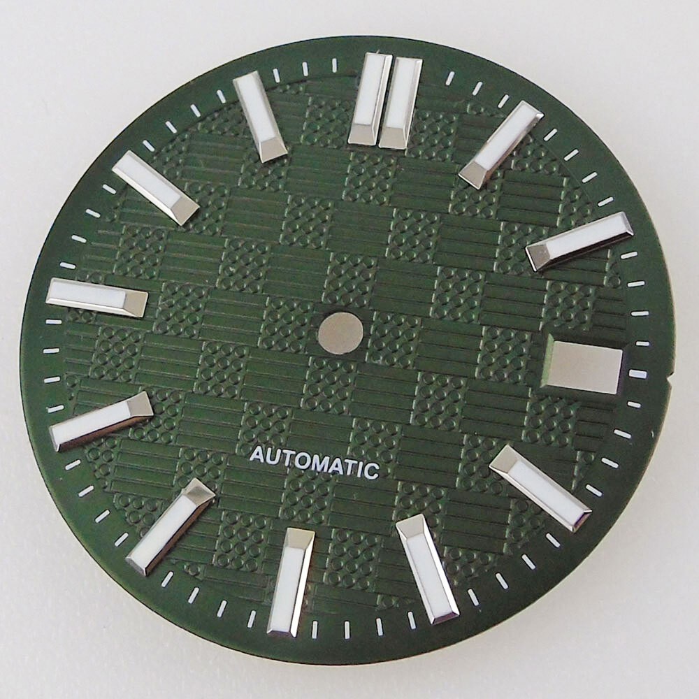 28.5mm Black White Blue Texture Luminous Watch Dial For NH35 NH36 Movement