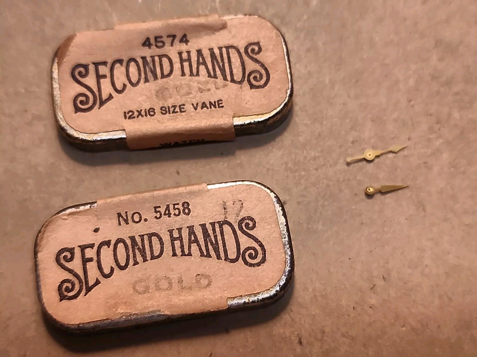 2 Original Elgin Factory NOS Gold Small Second Hands-12s & 12s-16s