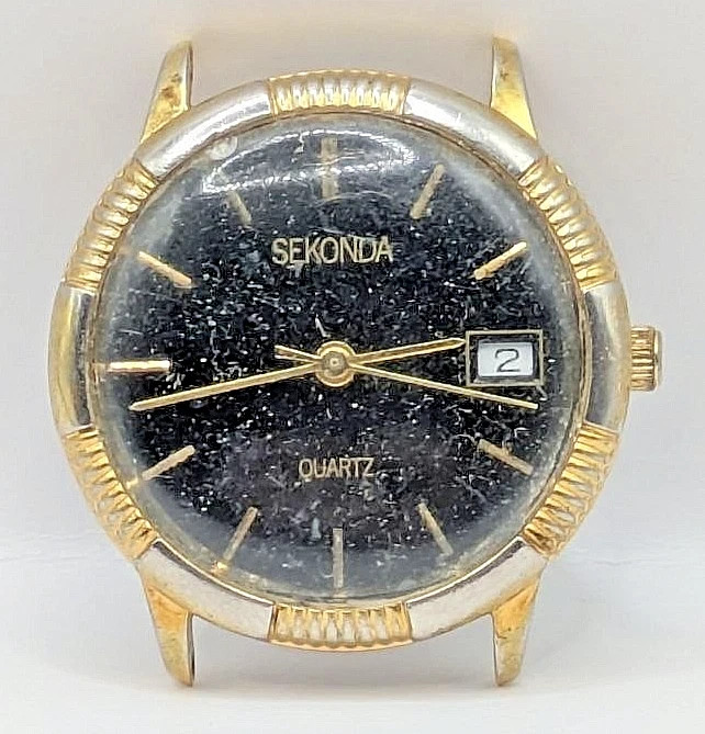 Sekonda HP 6881 Quartz Date Watch Head No Strap Case Back Parts Repair