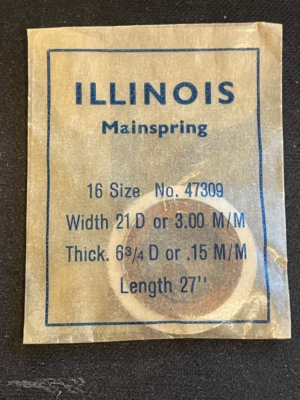 Illinois Factory Mainspring No. 47309 for 16s 60hr Railroad Watches – Steel