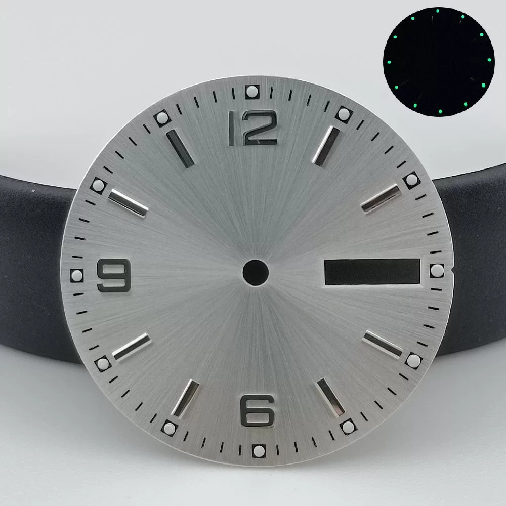 28.5mm Dual Calendars No Logo Watch Dial Green Lume For Nh36 Movement Parts