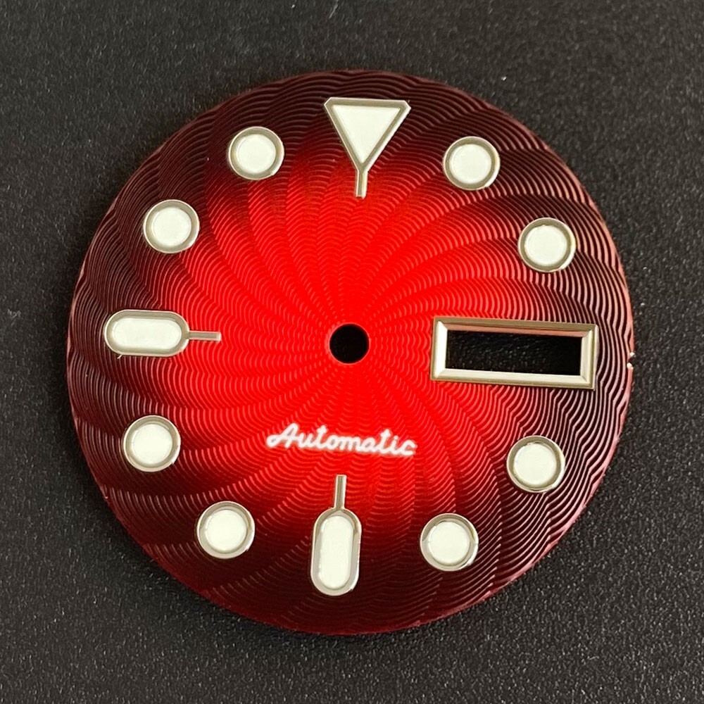 29mm New Texture Gradient Red Watch Dial Lume Face For NH36 NH36A Date Week Move