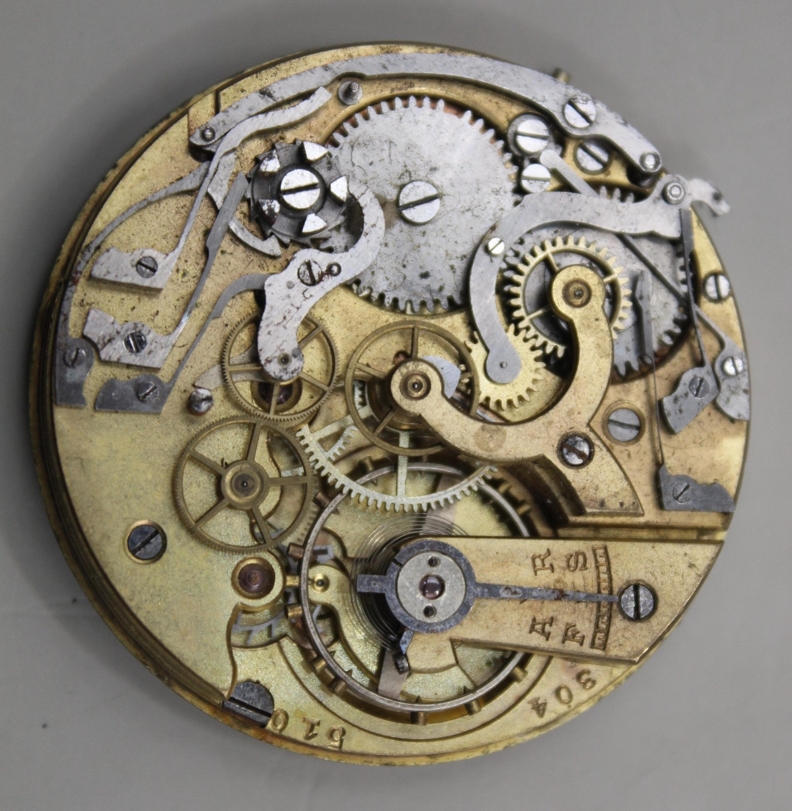 Pocket watch CHRONOGRAPH movement for parts or project – Sold as is