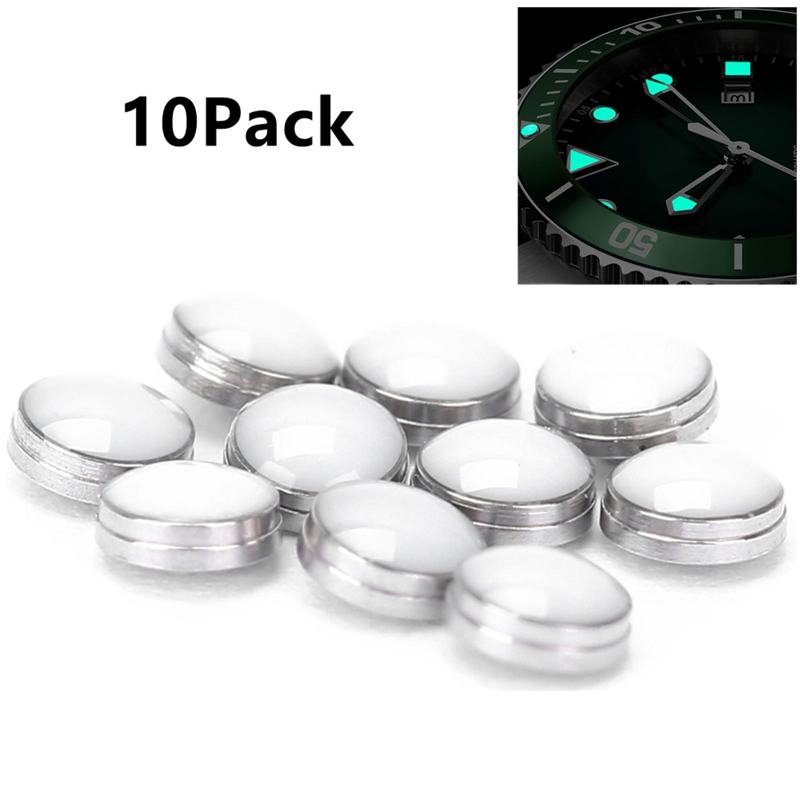 10* 2mm Pearl luminous green blue pip bezel insert Dot Silver gold watch Reapir