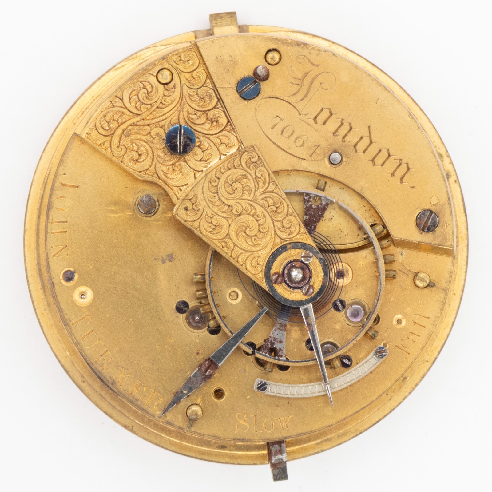 John Turner of London 48.1 x 13 mm Key Wind Fusee Antique Pocket Watch Movement