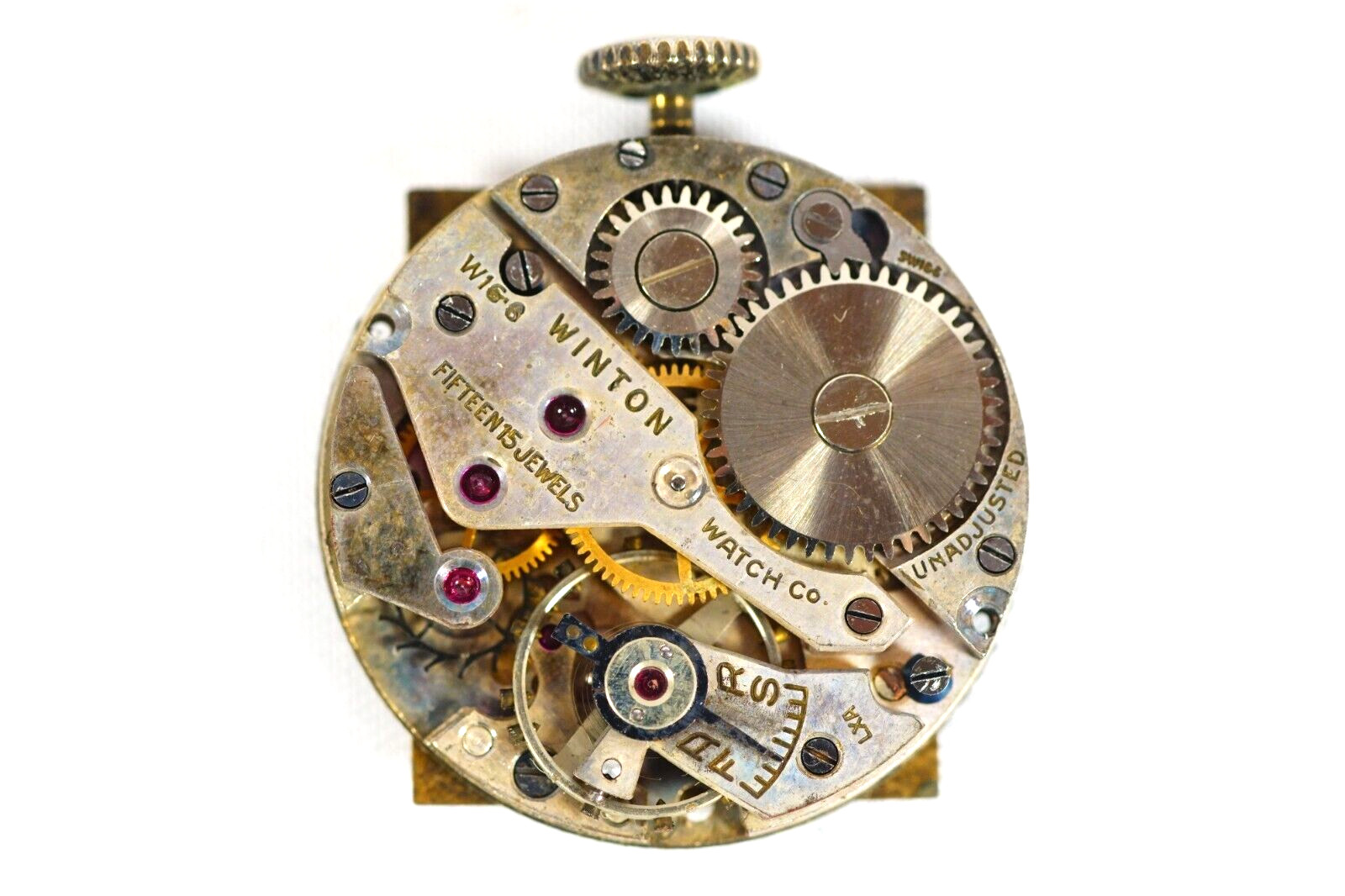 Winton Watch W16-8 Swiss 15 Jewels Movement & Dial Mechanical Wristwatch Parts