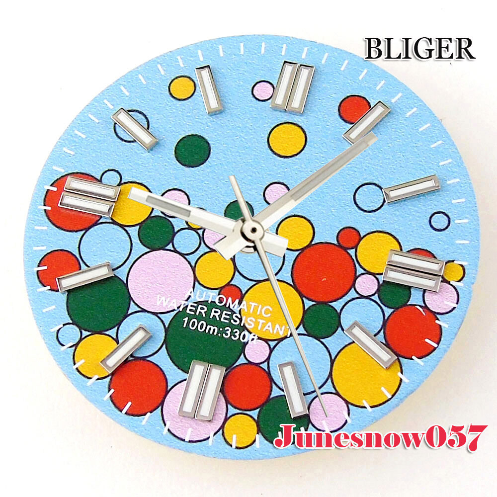 Bliger 29MM Colorful Puzzle Watch Men Dial Lume For NH35 NH34 SKX MIYOTA ETA2824