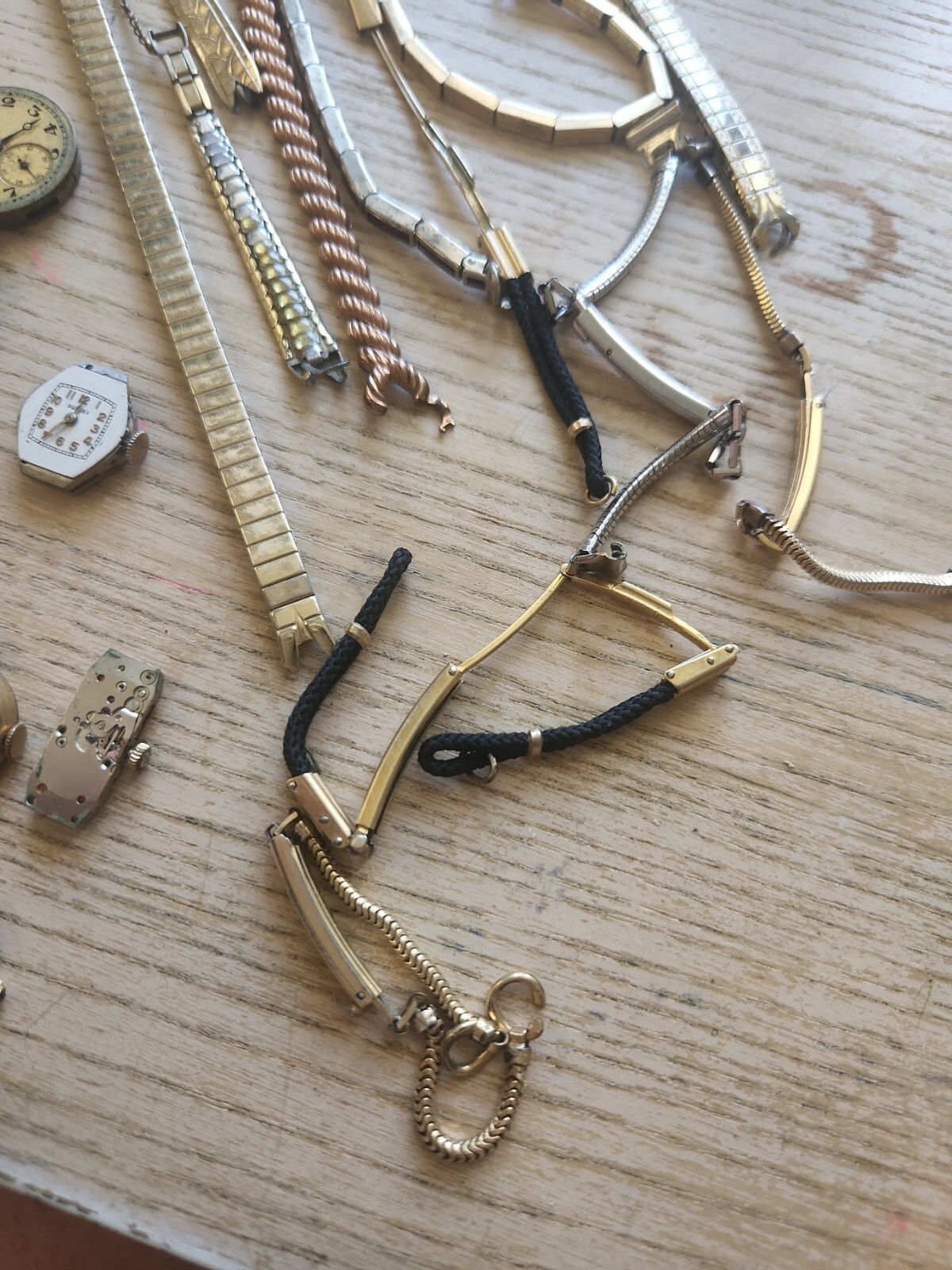 Vintage lot Watch Movements Parts Bands Covers Bulova Waltham Elgin