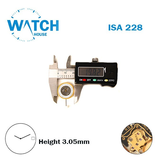 ISA 228 FENDI Swiss Quartz Watch Movement-2 Hands-White Disk At 3-Height:3.05mm