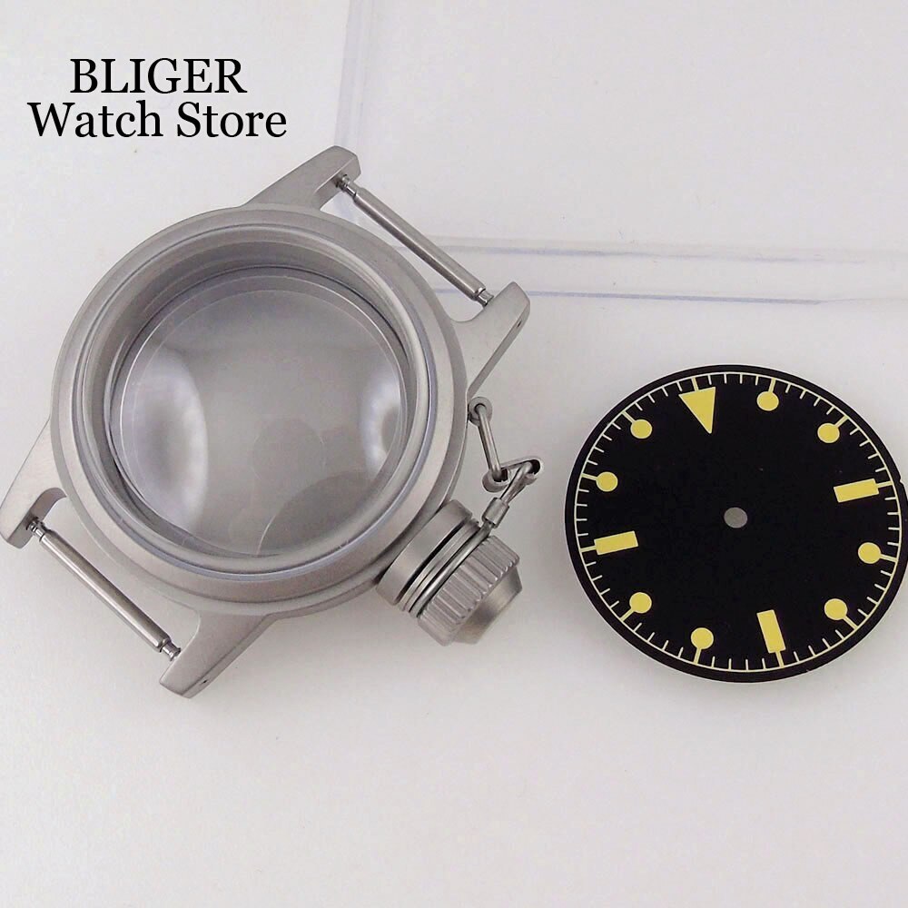 36mm Dive Watch Case Domed Sapphire Fit NH35 ETA2824 Sandblasted 200M Waterproof