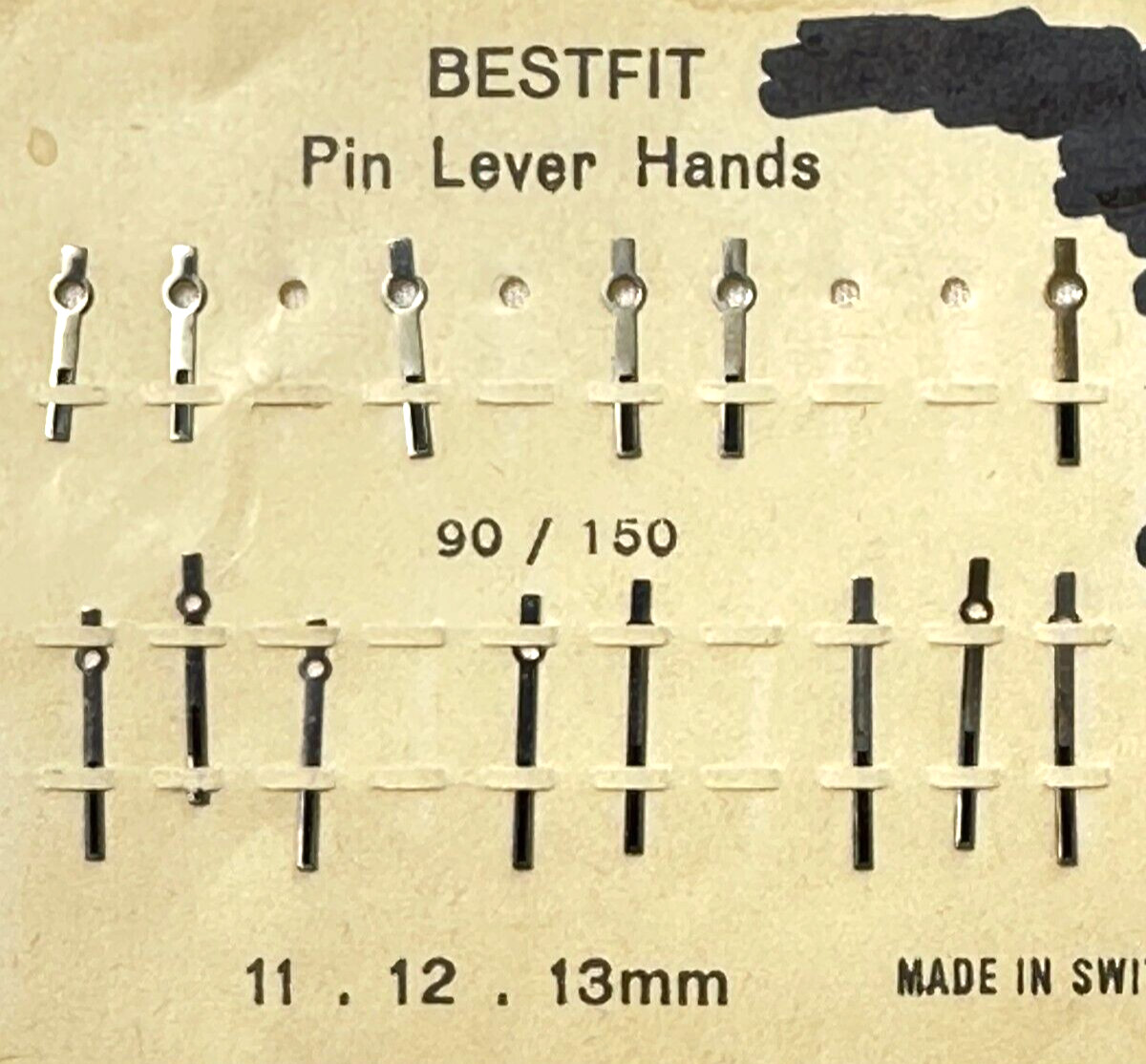 Swiss Bestfit Silver Pin Lever Watch Hands 11/12/13mm ASSEMBLAGE ART CRAFT LOT