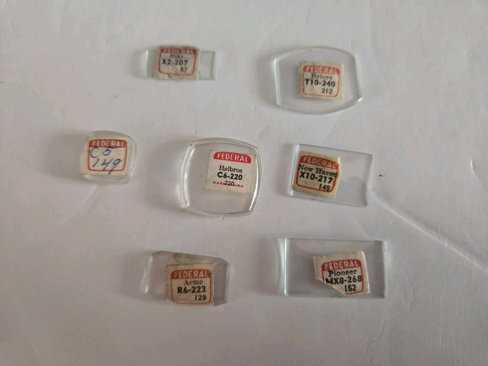 Federal Glass Wrist Watch Crystals- Various Brands Lot Of 7 See List