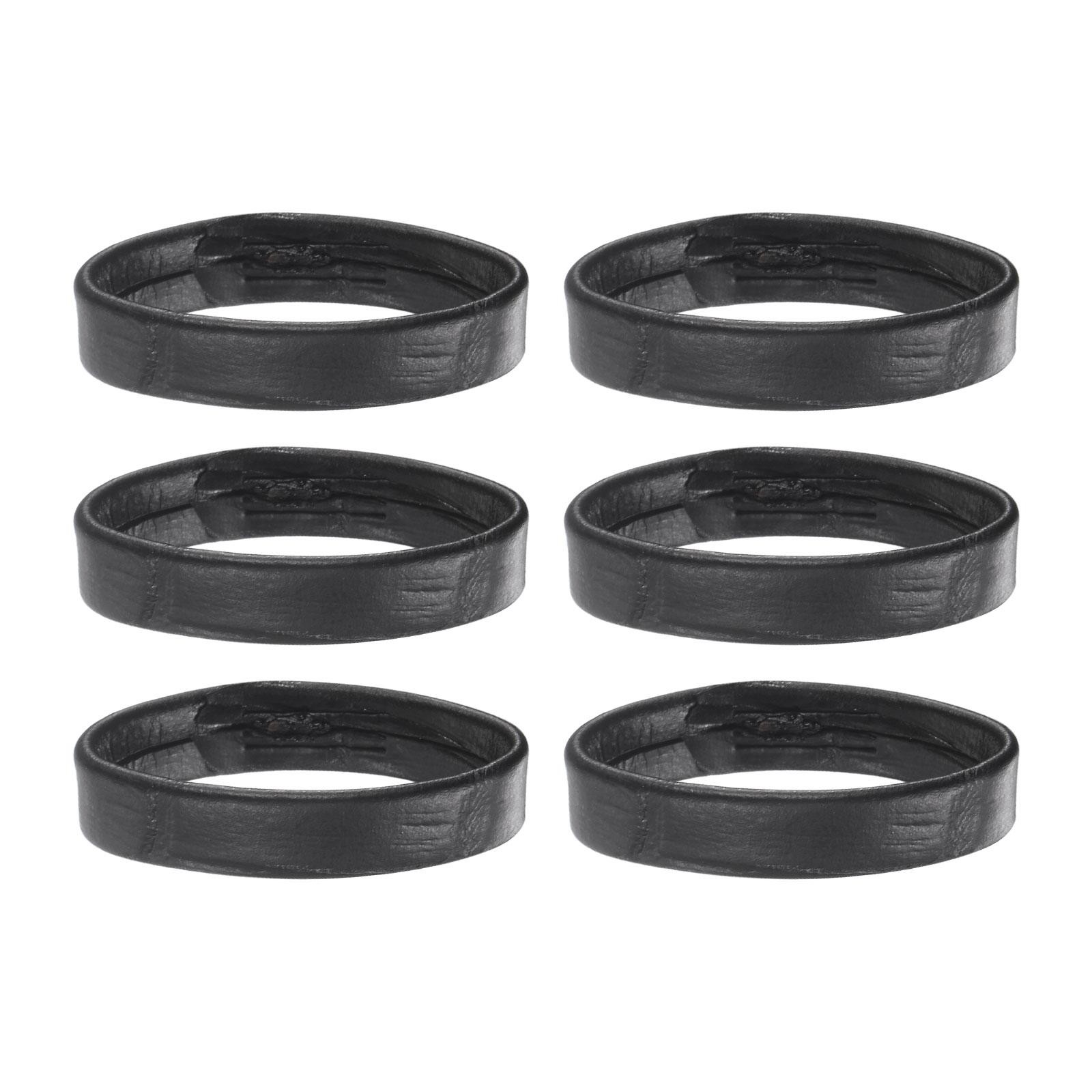 6 Pcs PU Leather Loops Retaining Ring for 22mm Width Watch Band, Black
