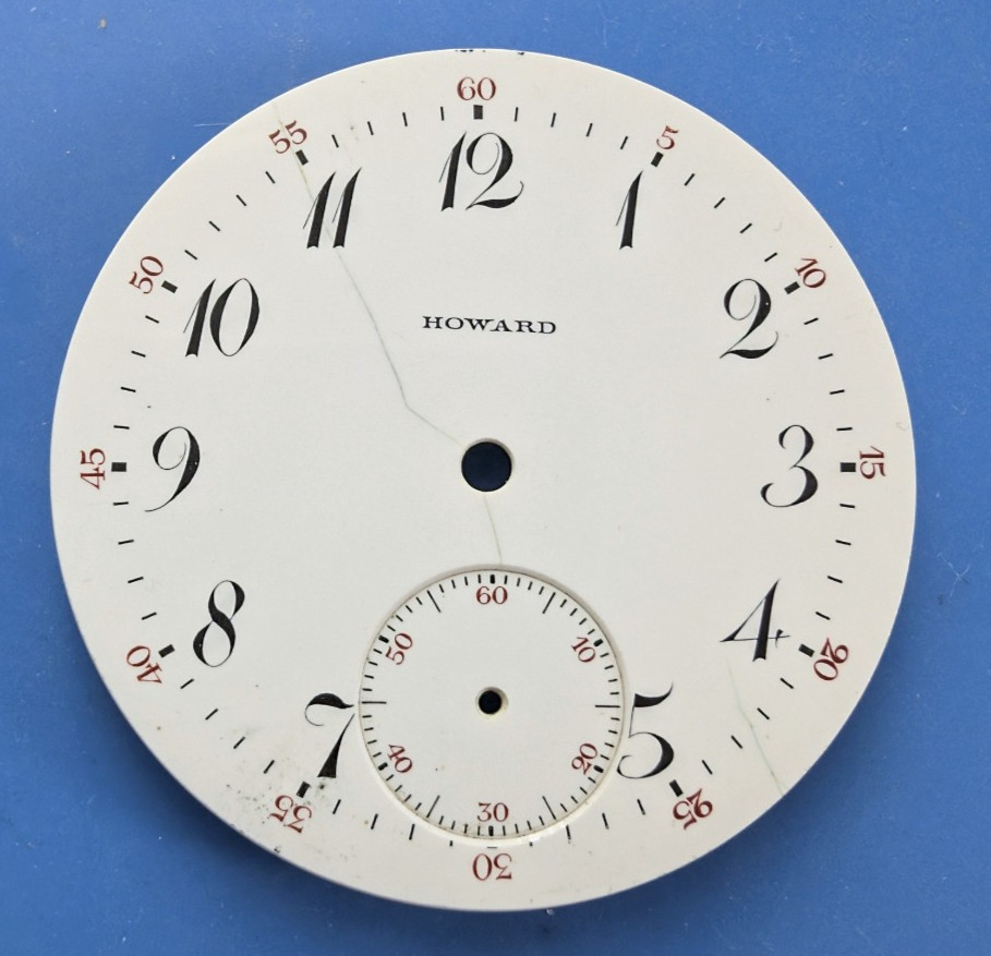 VINTAGE 16 SIZE E HOWARD POCKET WATCH PORCELAIN DIAL