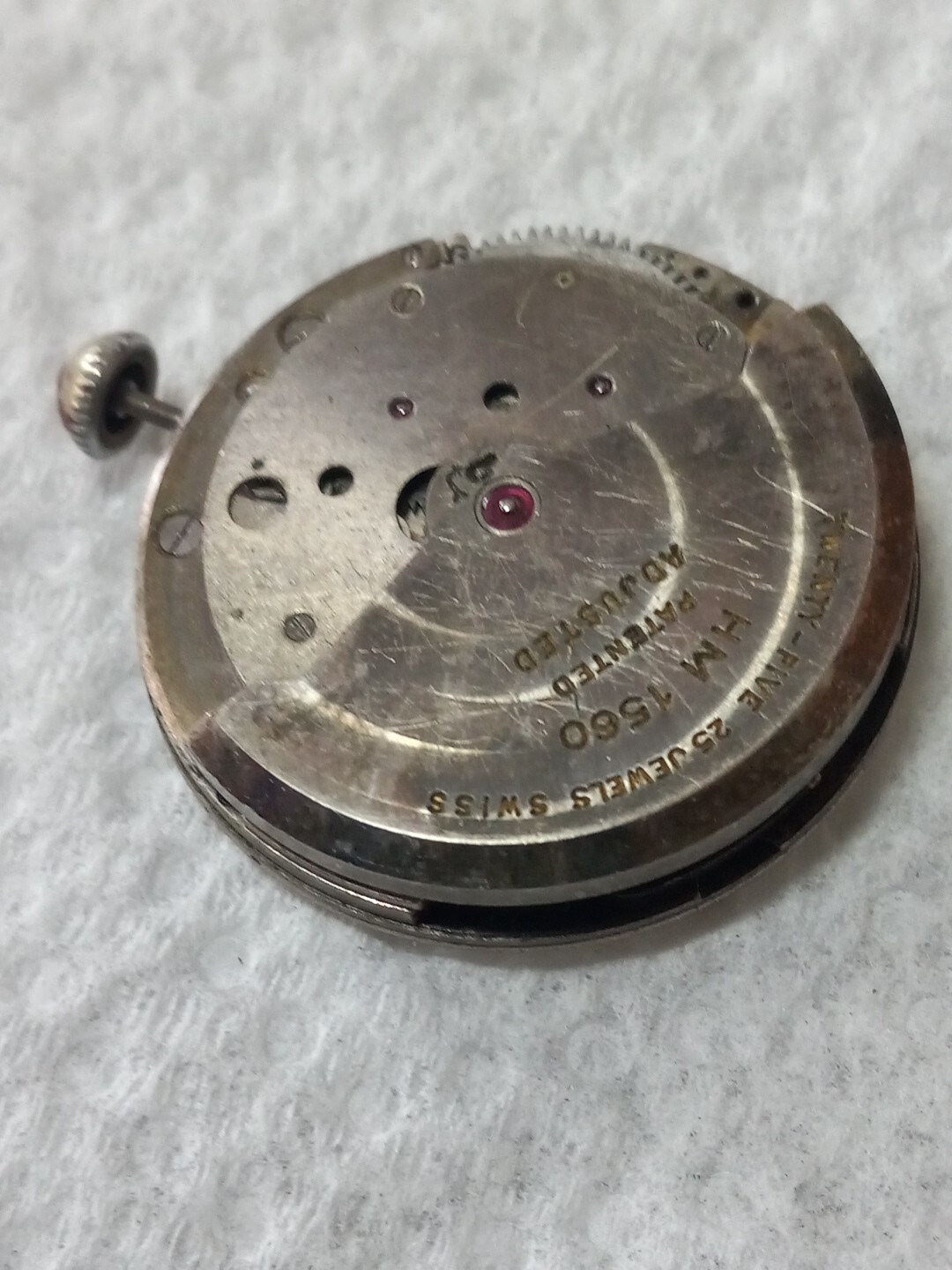 Vintage Mens 25 jewel automatic watch Movement For Parts /HM 1560