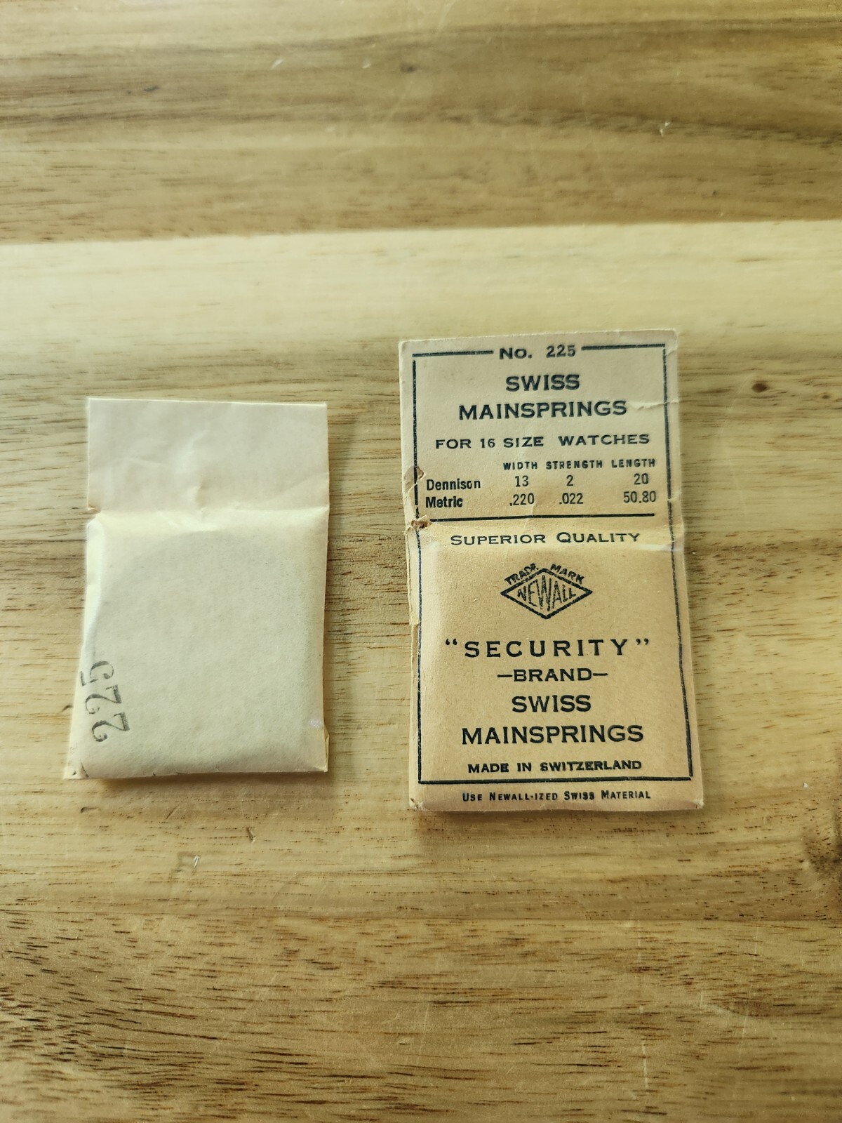 Newall Security Swiss Mainspring No. #225 for 16 Size Watches, 13 2 20,