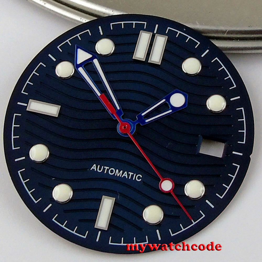 31mm black white blue sterile dial luminous fit NH35 NH36 2824 8215 movement