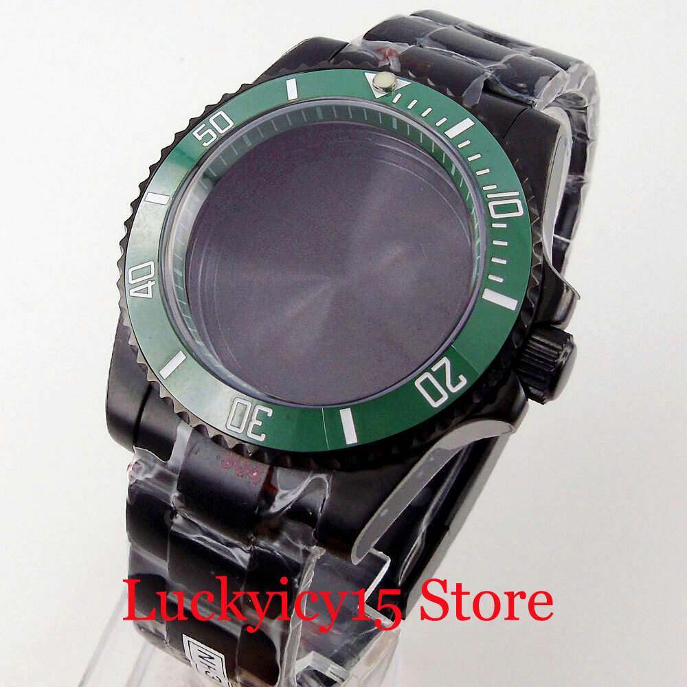 40MM Fit NH35 PT5000 Movement Automatic Men Watch PVD Watch Case Blue/Green R