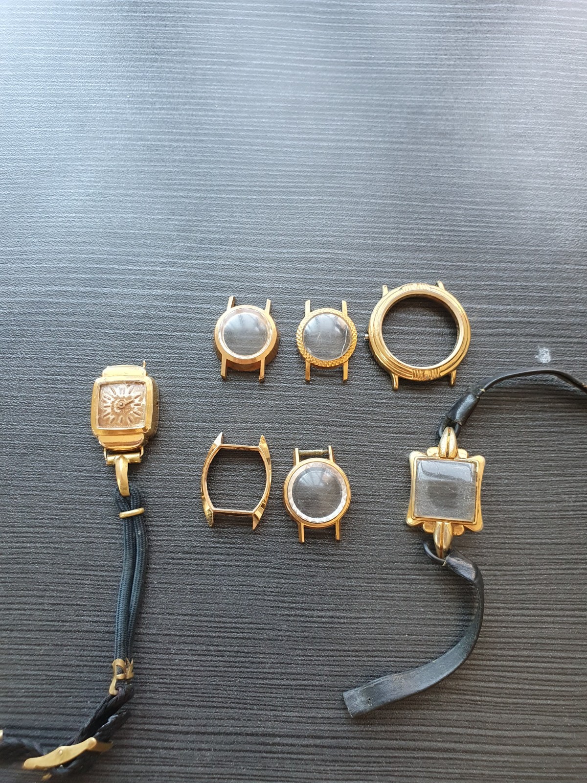 Set Of Old Gold Plated Swiss High Value Watch Bezels & Parts