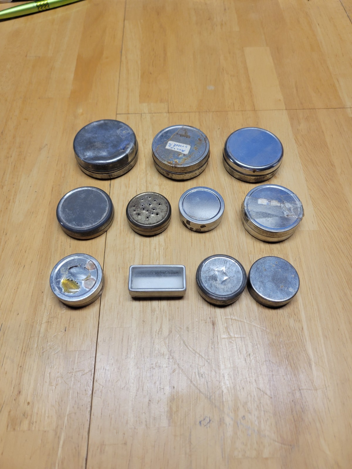 11 Watchmaker Tins for Parts or Movements Complete with Lids 2” Wide LT3