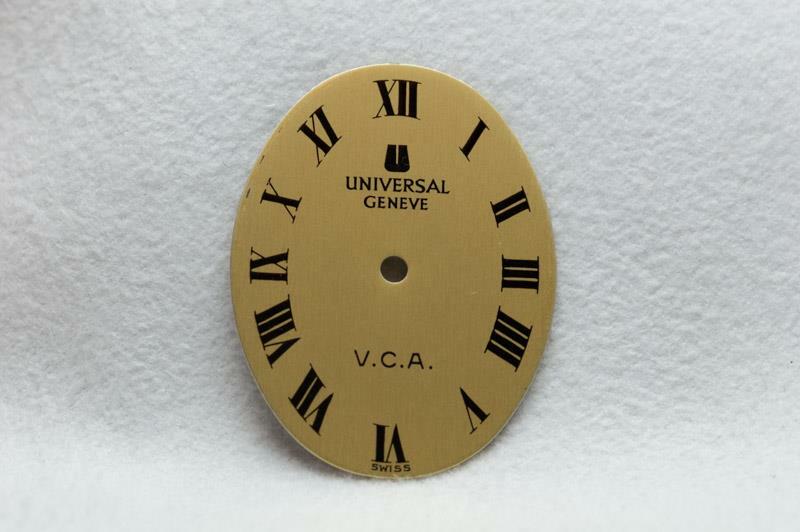 Universal Geneve Wristwatch Gold Dial 21 x 27mm – Black Numerals New Old Stock P