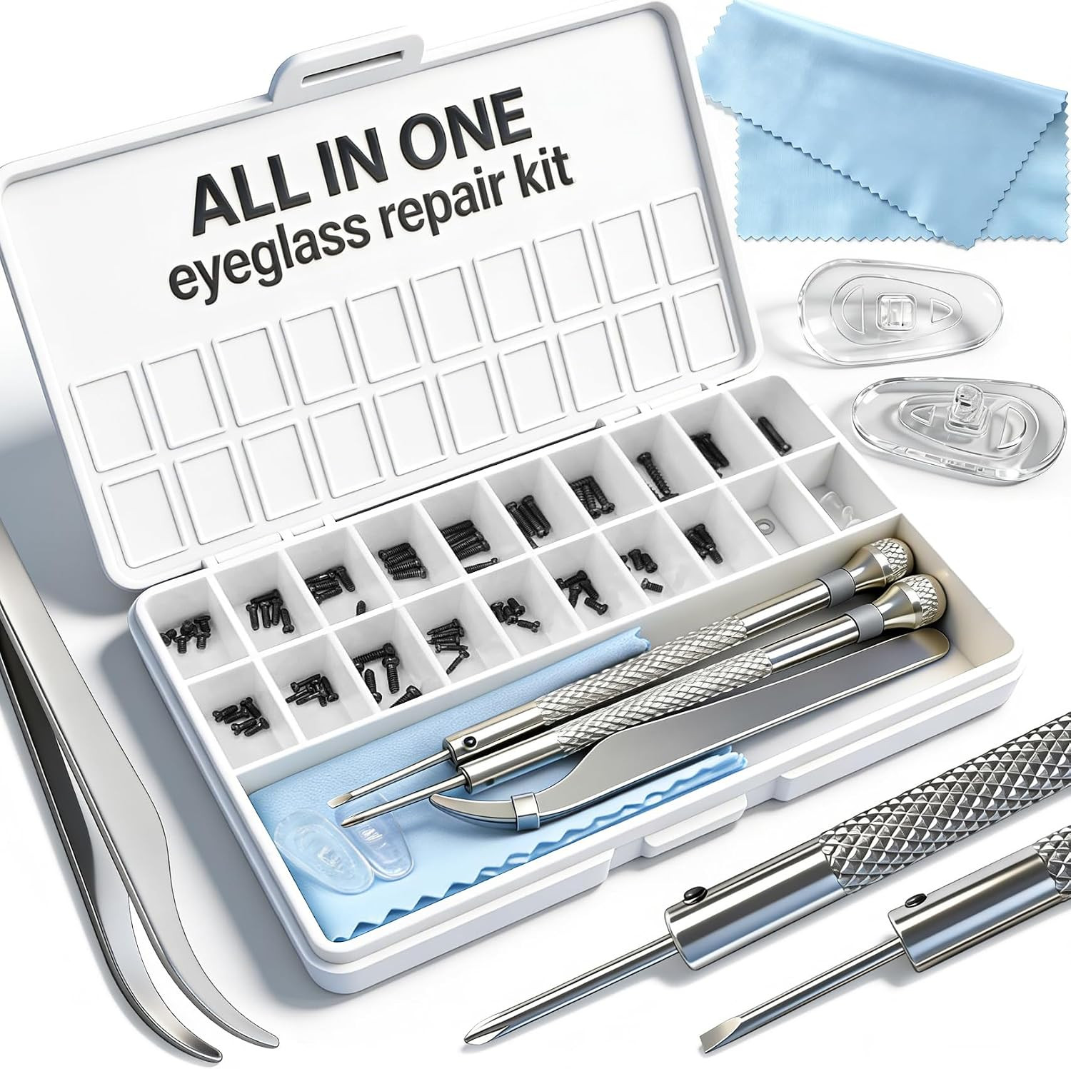 Black Eyeglass Repair Kit with 18 Sizes Black-Coated Screws, 1.4mm Precision …