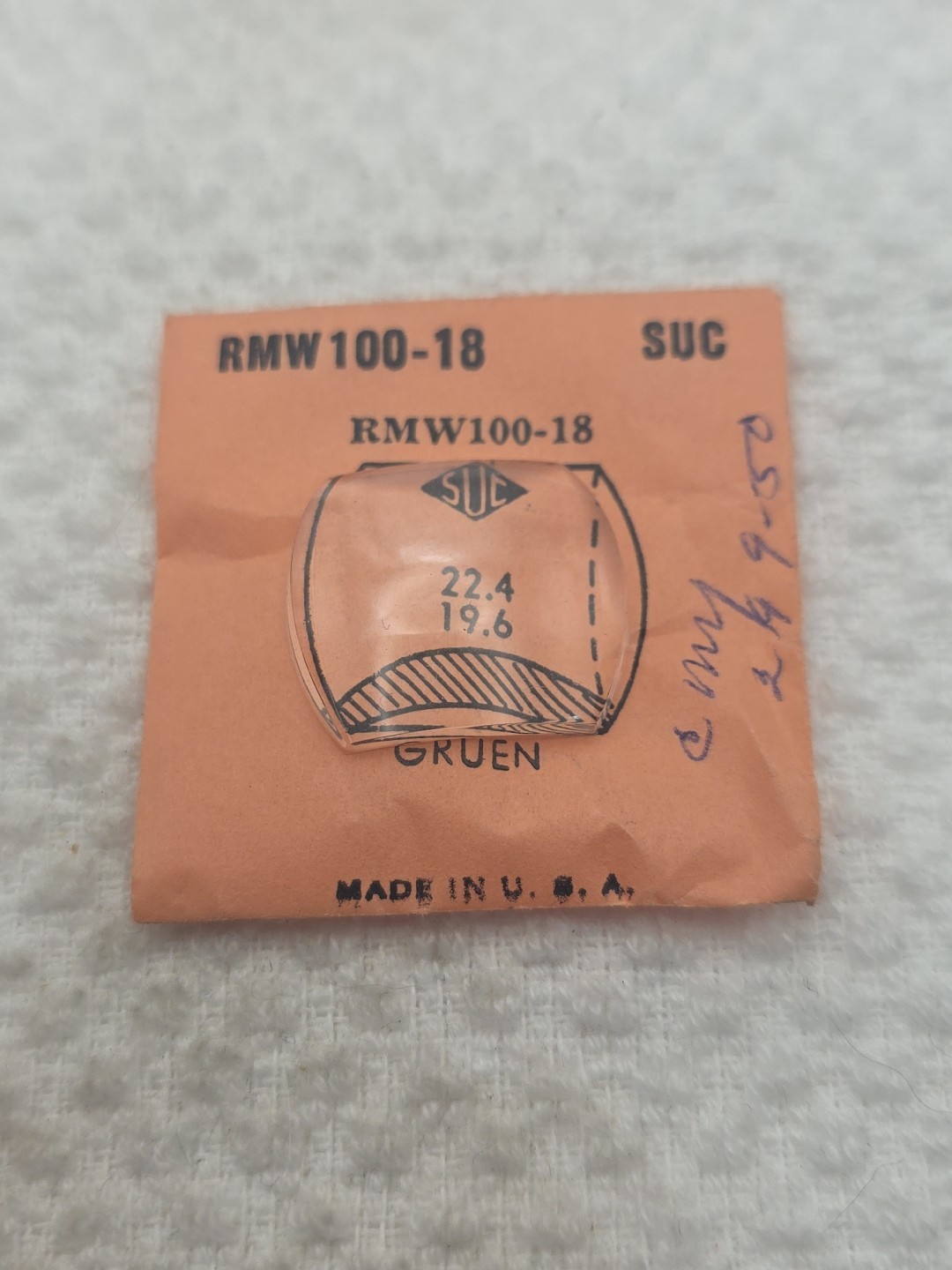 SUC Rocket Cylinder Watch Crystal RMW100-18 Gruen 22.4X19.6